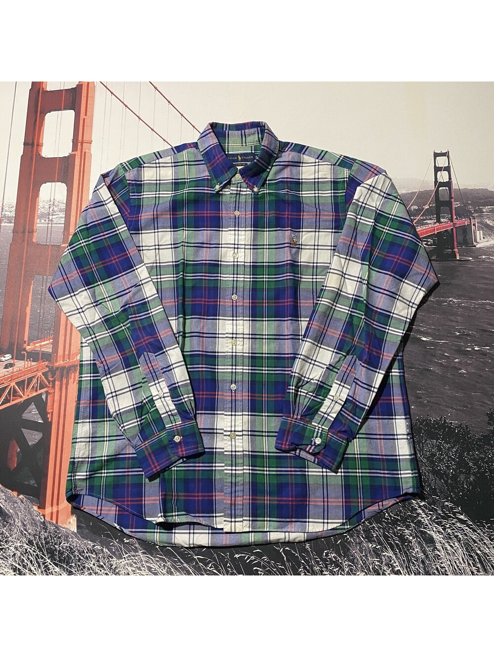 Polo Ralph Lauren Shirt Mens Size XL Long Sleeve Classic Fit Plaid Pony Logo